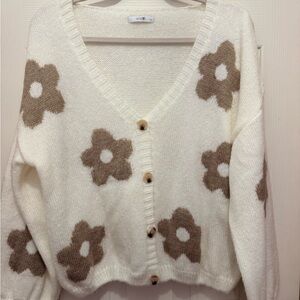 Off white floral cardigan
